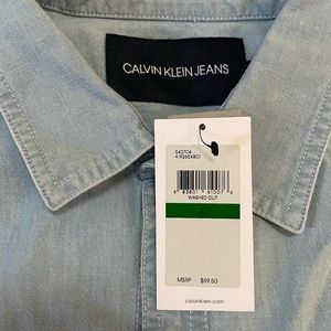 Large Men Calvin Klein Short Sleeved Denim Button Down